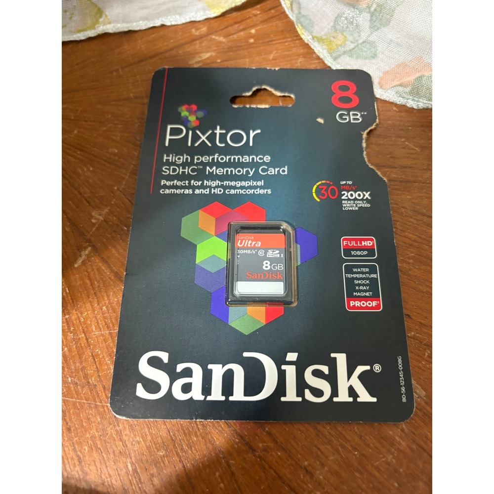 SanDisk Pixtor 8GB SDHC Memory Card 30MB/s Class 10 Full HD SDSDU-008G-AB46